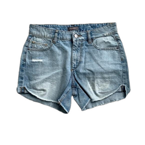 New DL1961 Karlie Boyfriend Light Wash Distressed Raw Hem Denim Shorts Women 25